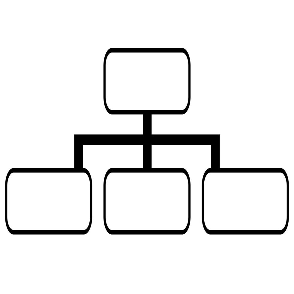 Abstract illustration of a hierarchical structure represented by interconnected rectangular boxes, ideal for organizational charts, network diagrams, or business presentations. vector