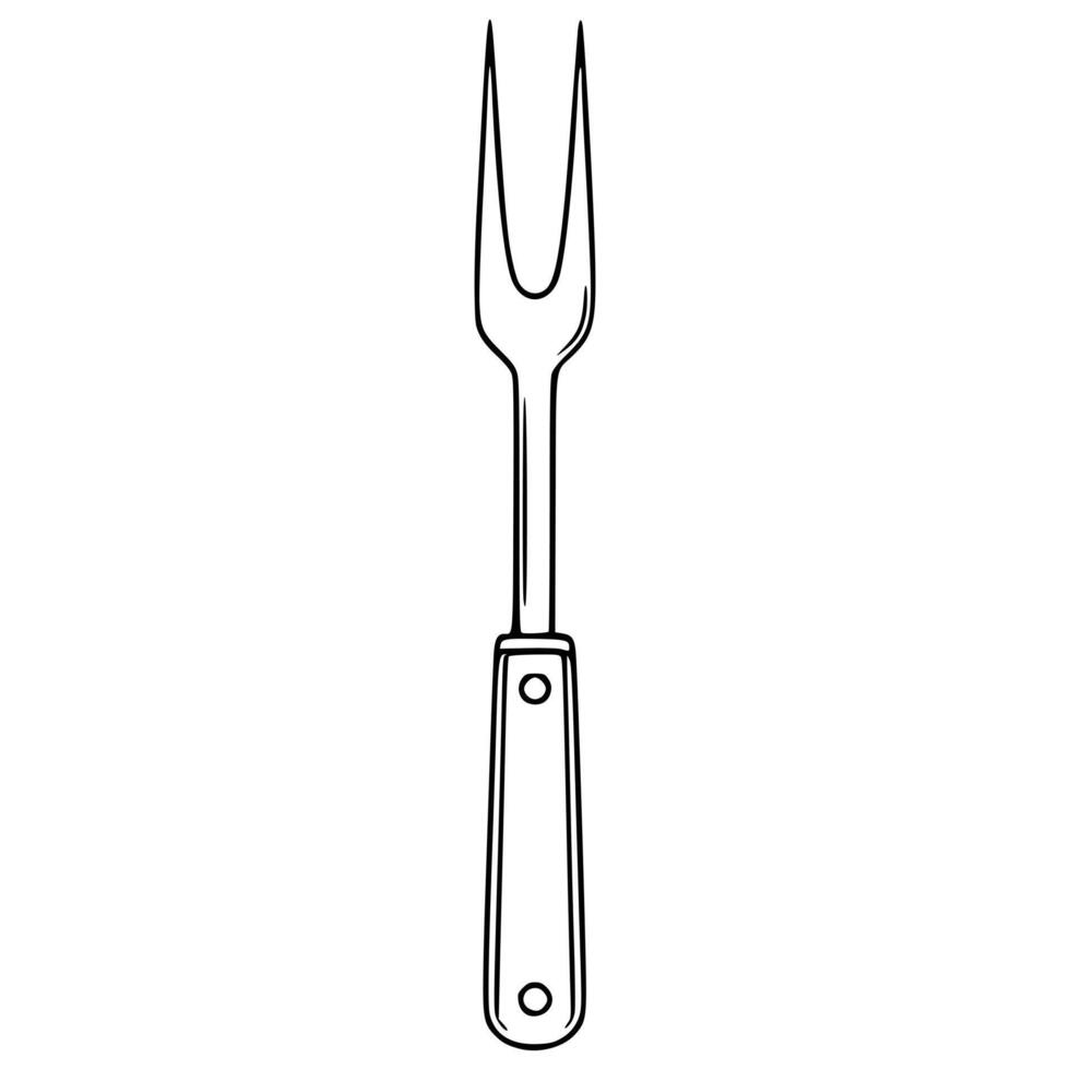 A detailed illustration of a simple, elegant meat fork with a wooden handle, perfect for culinary designs and kitchen related projects. vector