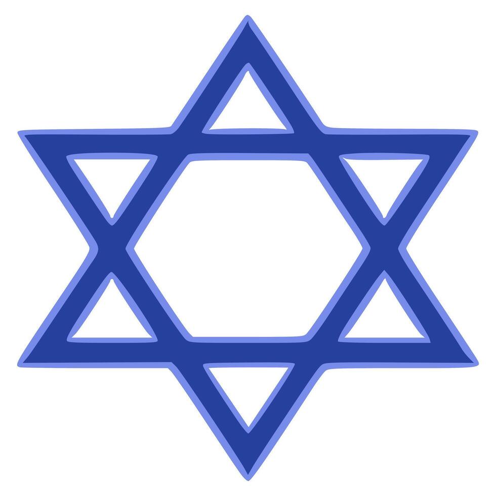 A illustration of a Star of David, featuring a bold, doublelined design in shades of blue, suitable for religious or cultural designs. vector
