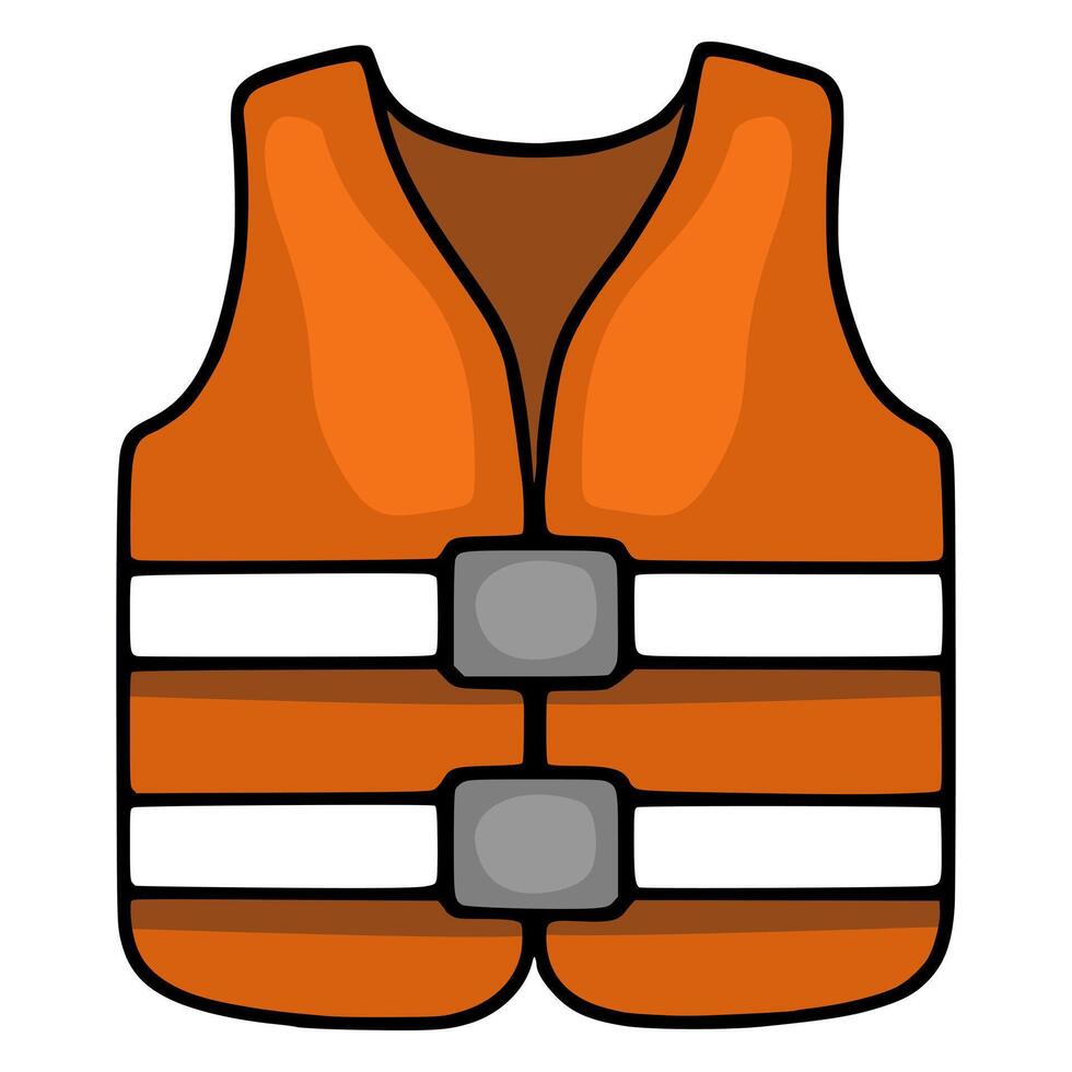 A illustration of a simplified orange life vest with white and gray details, ideal for safetyrelated designs or nautical themes. vector
