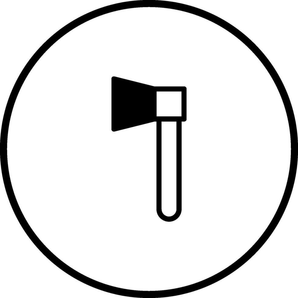 illustration of an axe inside a circle shows industrial woodworking tool and equipment for cutting vector