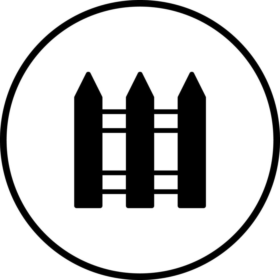 illustration of a wooden fence enclosed within a circle symbolizing property boundary and security vector