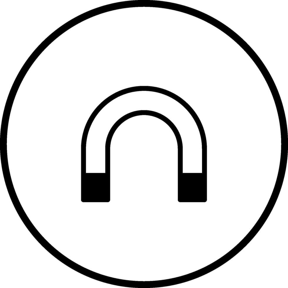 Symbolic representation of attraction and magnetism with a simple horseshoe magnet surrounded by a circle showcasing core science concepts vector