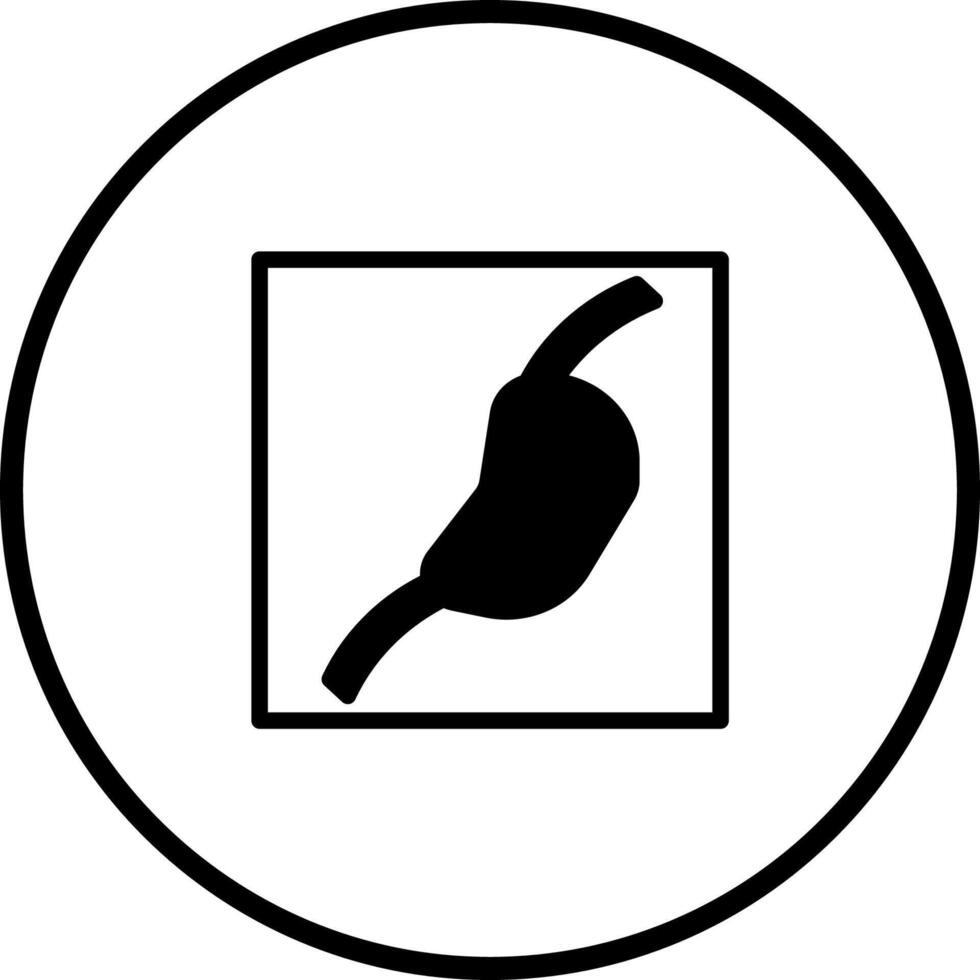 Stylized stomach icon with square border inside a circle representing human health and medicine vector