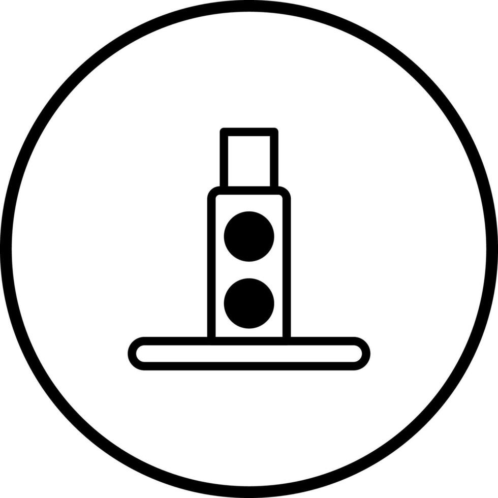 Simple traffic light icon in black and white with minimalist design and circular frame vector
