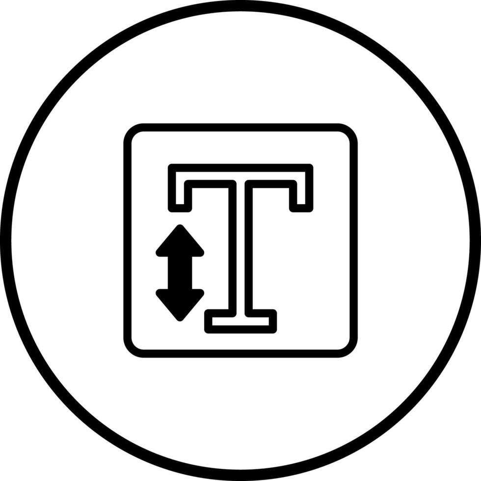 Scalable text height icon featuring an adjustable letter and arrow symbol within a circular frame design vector