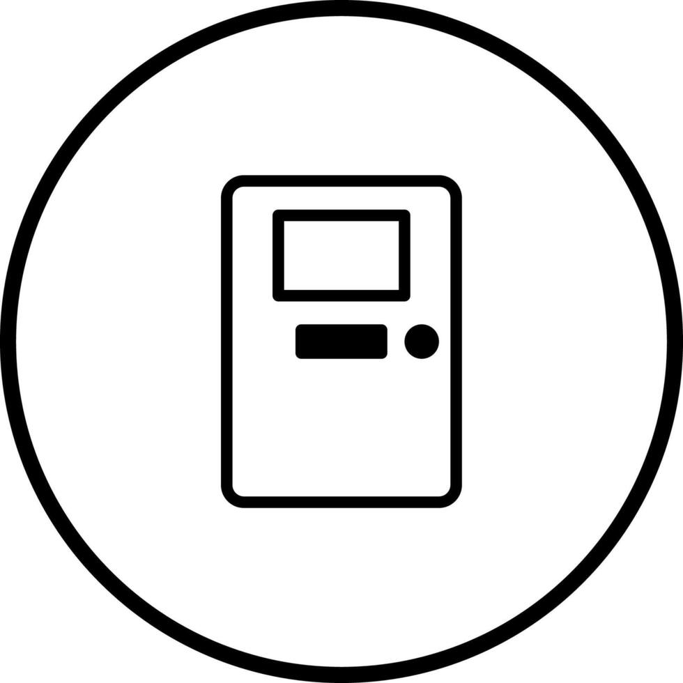 Minimalistic door icon within a circular frame symbolizing entry access or a portal vector