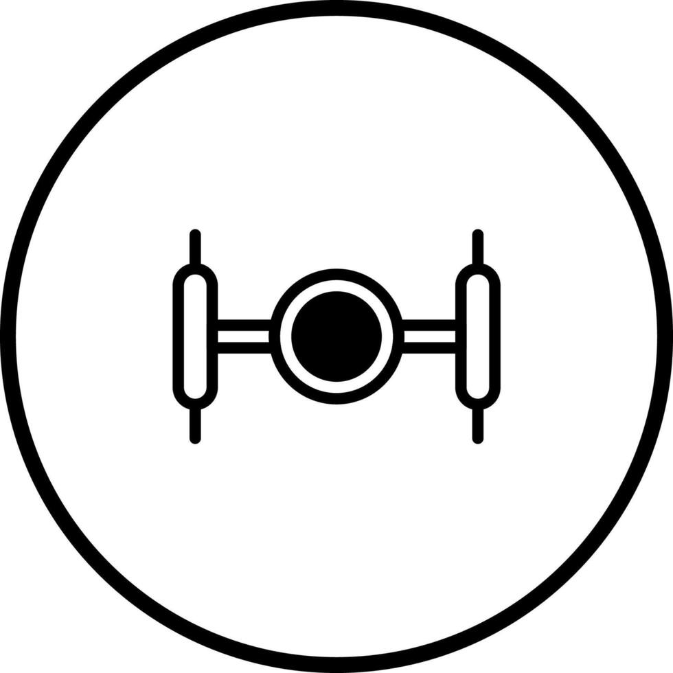 Minimalist vehicle axle design showcasing engineering precision and vehicular mechanics within a clean circular frame vector