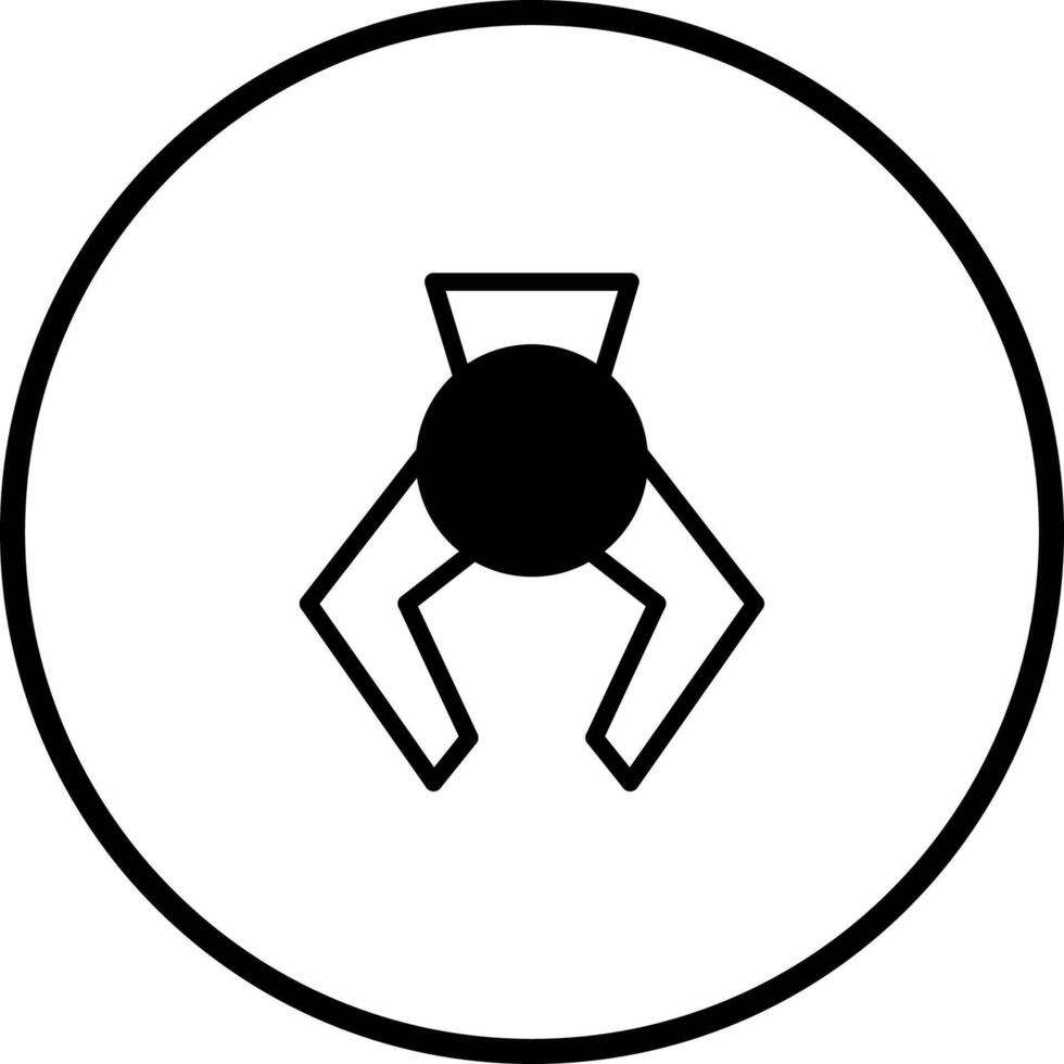 Minimalist robotic claw crane logo design inside a circle for game or technology company visual identity vector
