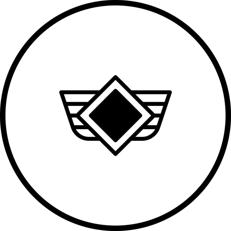 Minimalist illustration of a stylized emblem featuring geometric shapes within a simple circular frame graphic vector