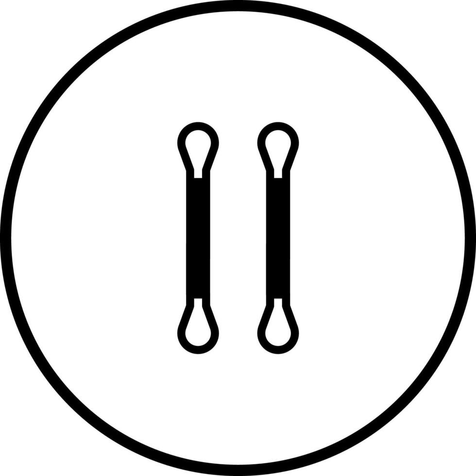 Minimalist illustration featuring two stylized cotton swabs within a circle promoting hygiene and cleanliness, and personal care vector