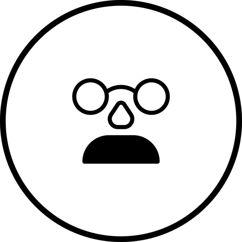 Minimalist icon of a person with round glasses and a small mustache within a circle design representing a creative individual vector