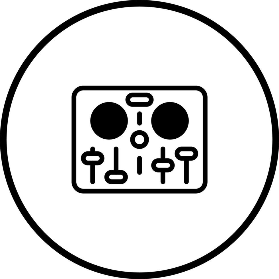 Minimalist icon of a dj mixing console enclosed within a circular border for creative purposes vector