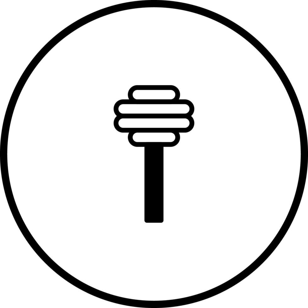 Minimalist honey dipper icon inside circle representing organic beekeeping and honey production logo illustration vector