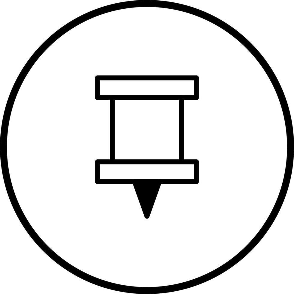 minimalista dibujo de un chincheta en un circulo en blanco antecedentes creando un sencillo diseño elemento vector