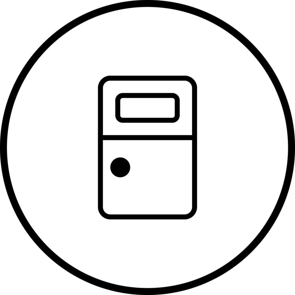 Minimalist door icon inside circle showing entry access graphic symbol for interface design and mobile app vector
