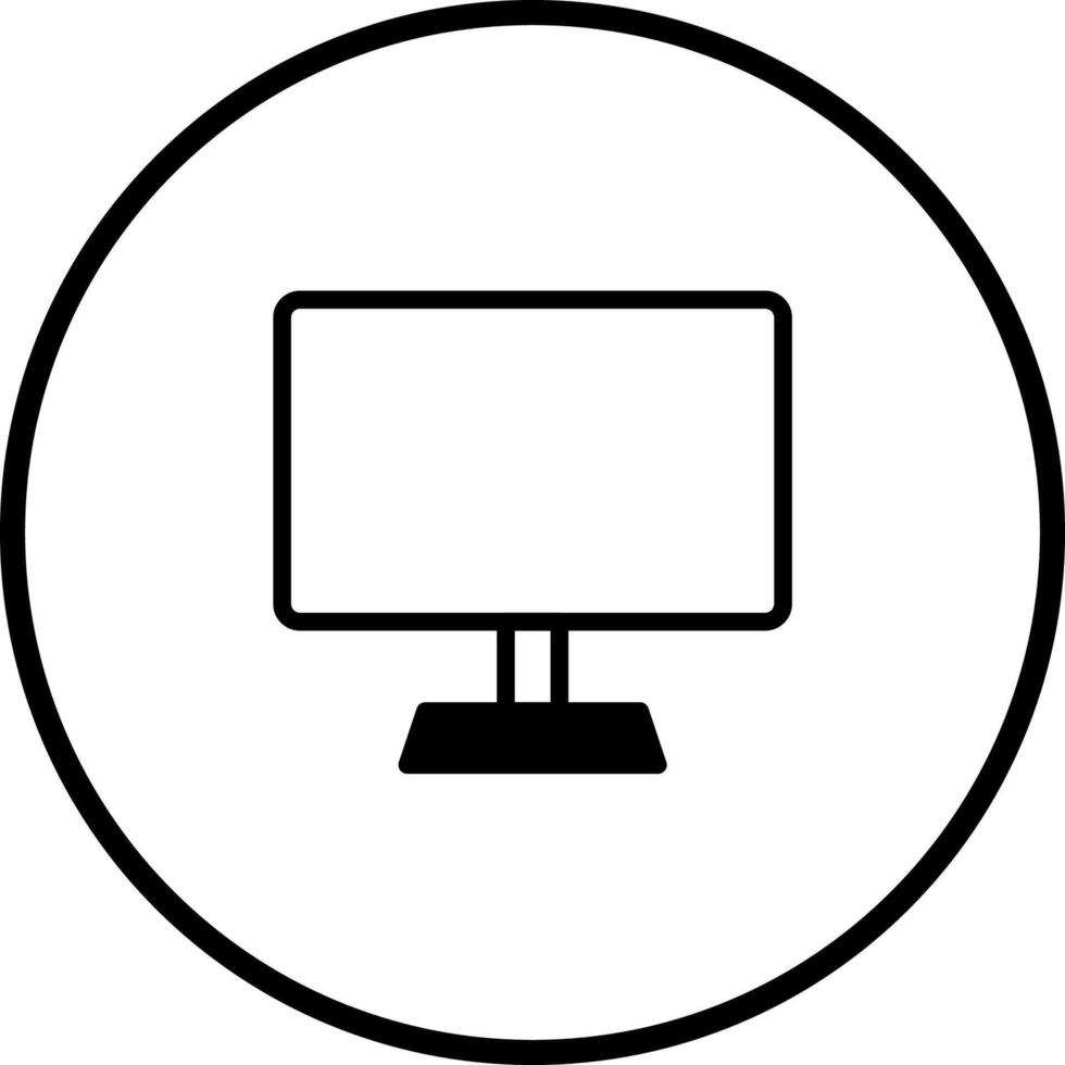 Minimalist computer monitor icon design showcasing digital display technology for user interface applications and graphic projects vector