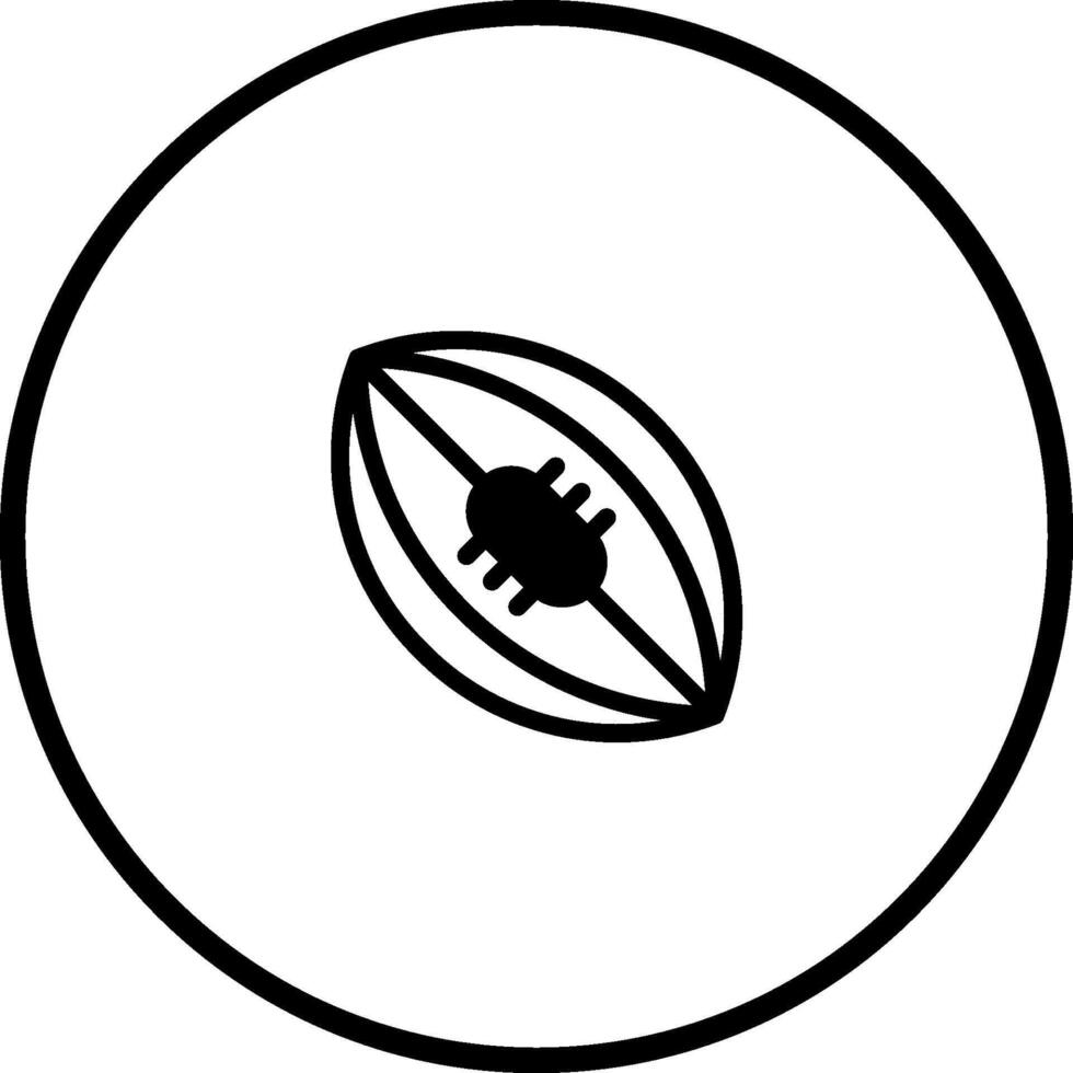 Minimalist cocoa bean icon representing organic food source and chocolate creation process in isolated round frame vector