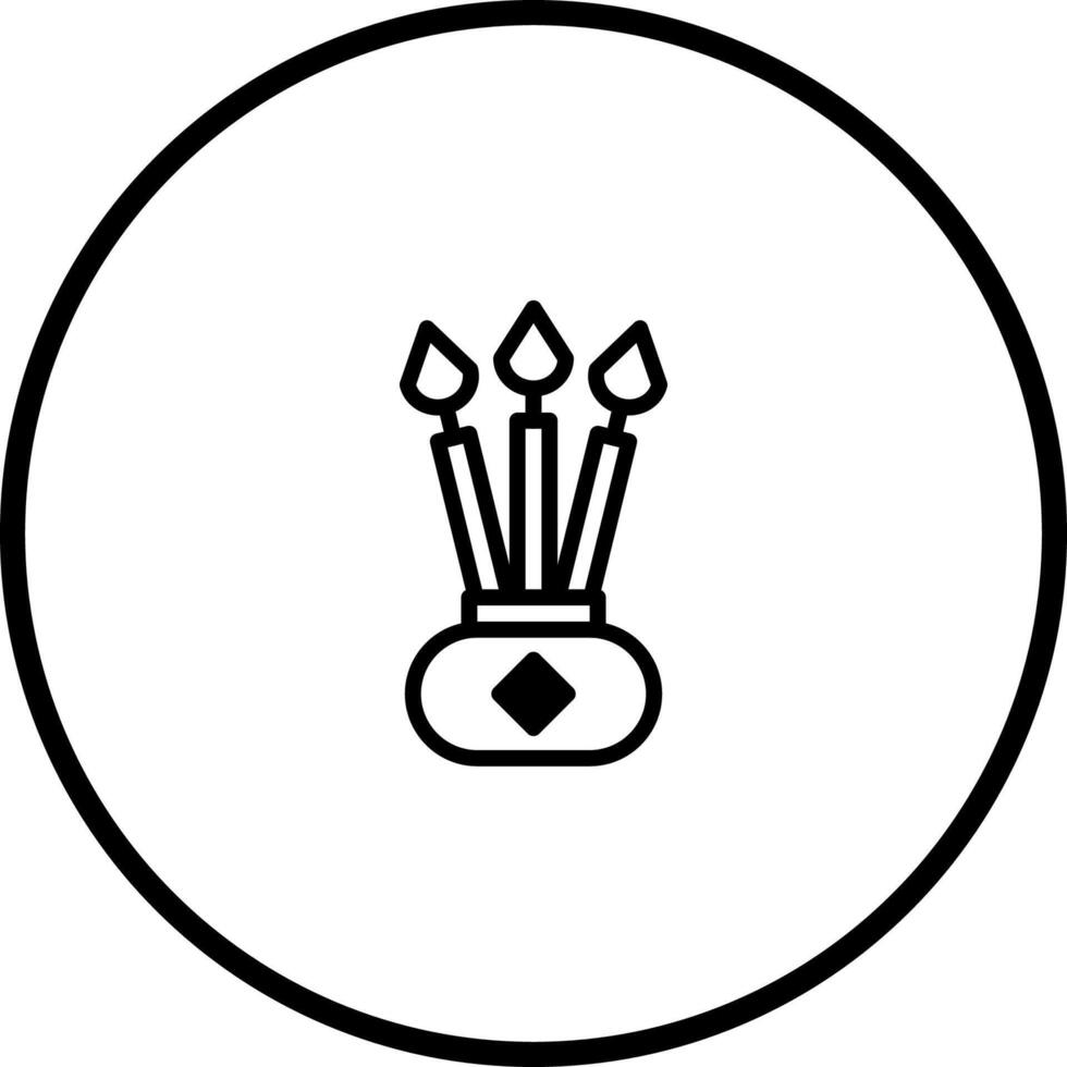 Minimalist chinese new year icon three joss sticks incense sticks round frame tradition culture religion vector