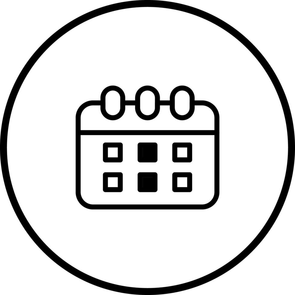Minimalist calendar icon inside a black circle representing schedule planning appointment and important date reminder concept vector