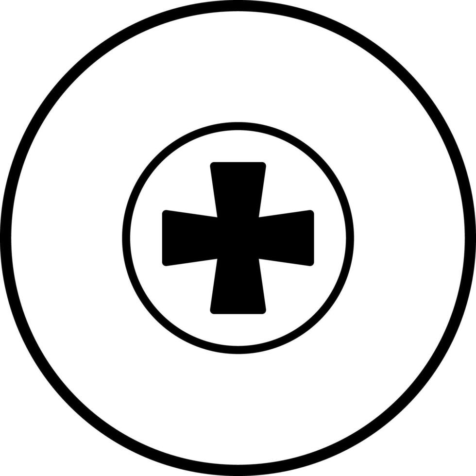 Minimalist black and white cross in a circle logo design for medical healthcare symbol vector