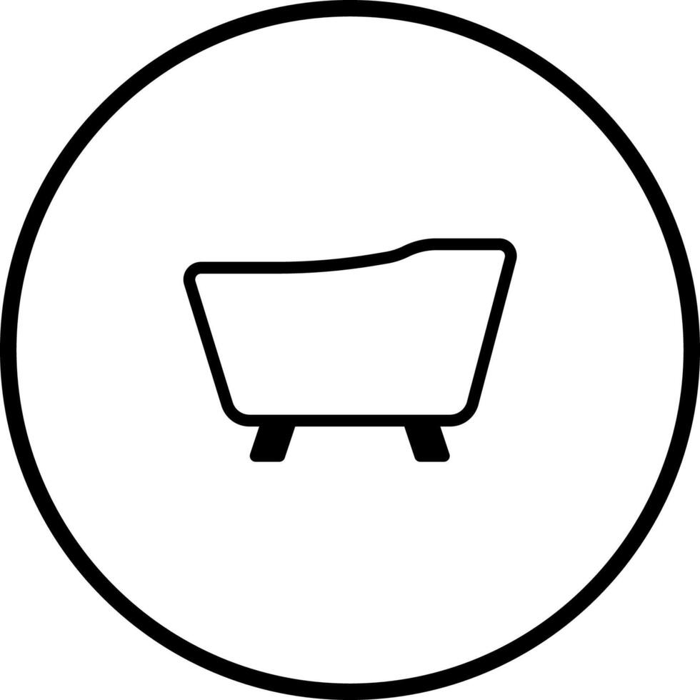 Minimalist bathroom symbol of a bathtub icon inside a circle for web design projects vector