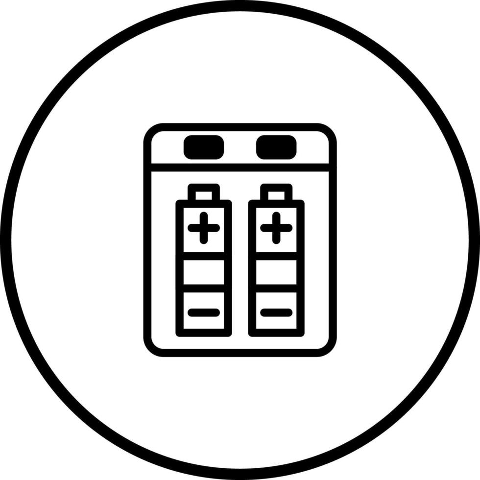 Minimalist battery charger icon illustration in a circle suitable for apps and presentations vector