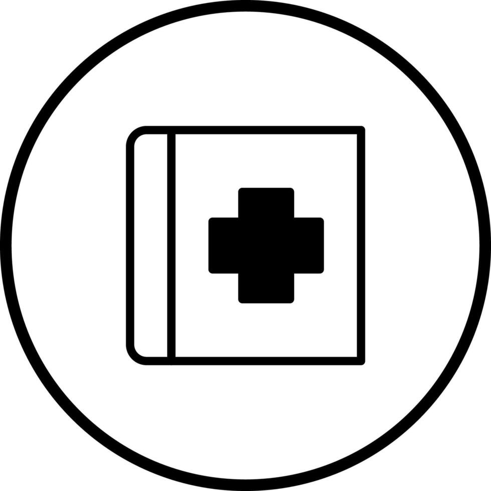 Medical Guidebook Icon Symbolizing Healthcare and Knowledge within a Circular Border Design with Visual Clarity vector