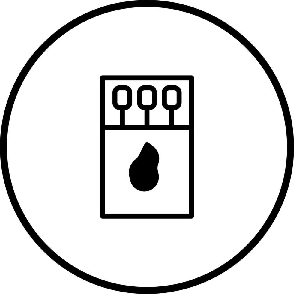 Matchbox icon with matches and flame isolated on white background forming a minimalistic circle shape vector