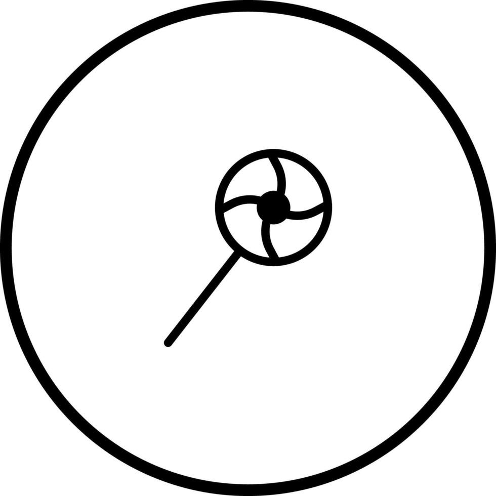 Lollipop icon illustration featuring circular candy with swirling design inside a outlined circle shape vector