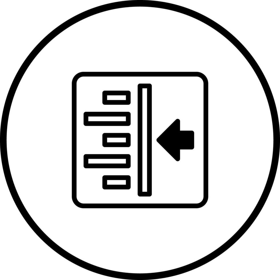 Left align symbol design emphasizing content adjustment concept providing intuitive visual representation user interface elements vector