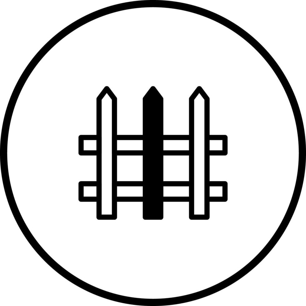 Illustration of a traditional wooden fence in a circular frame creating a symbolic barrier vector