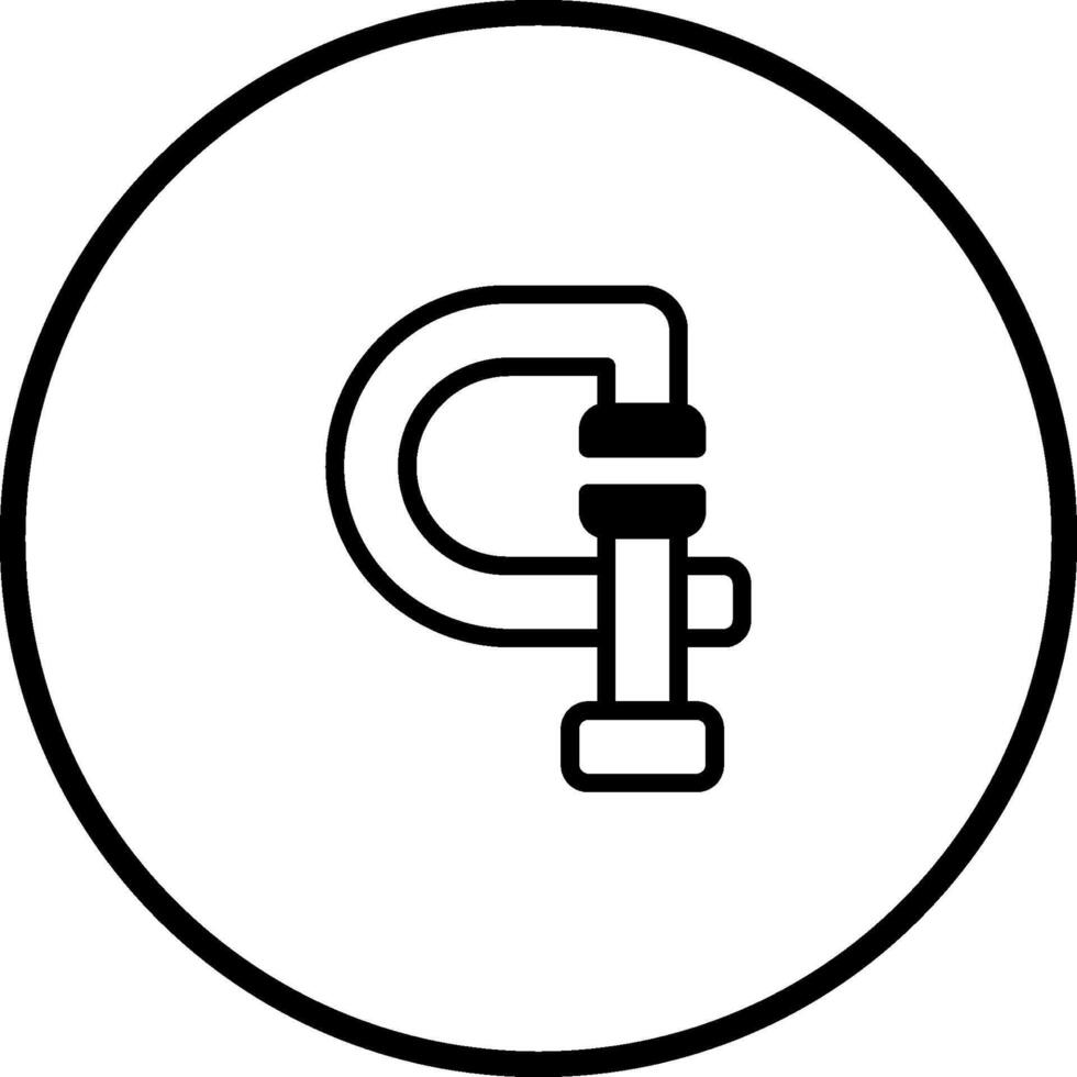 Illustration of a g clamp tool used for construction work and woodworking industry equipment vector