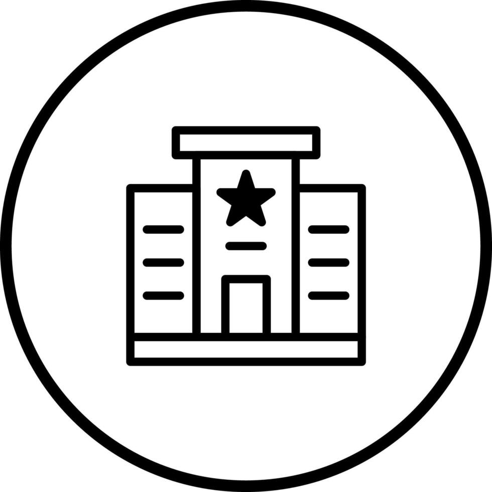 Iconic symbol depicting a governmental institution office building in a circle showcasing architecture and administration matters vector