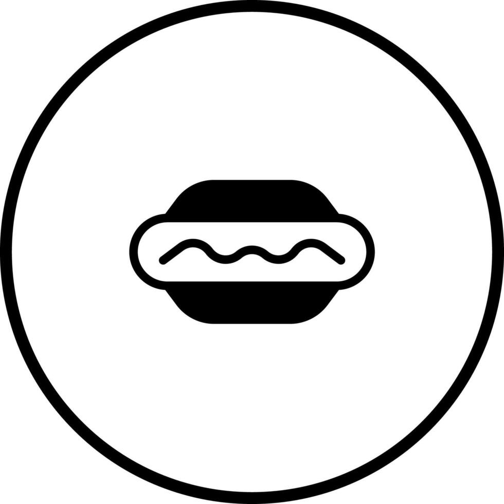 Hot dog icon illustration in black and white circular frame showcasing a quick bite and american classic vector