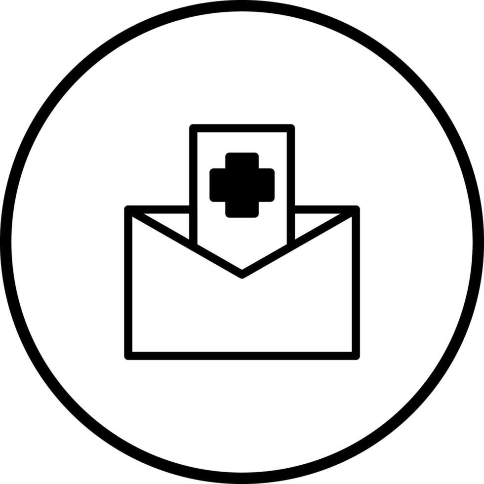 Health related notification with an envelope symbol and a cross mark medical communication icon vector