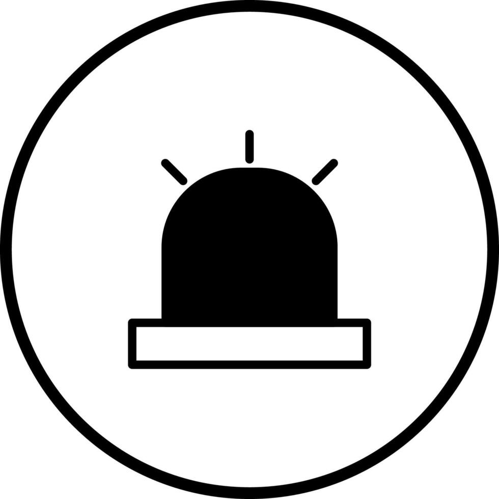 Emergency alert icon design with flashing siren light symbolizes warning and urgency signal round button vector