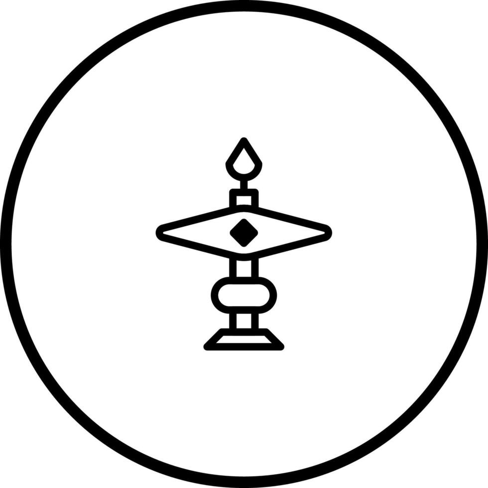 Elegant traditional oil lamp icon design showcasing cultural celebration and spiritual symbolism within a circular emblem vector