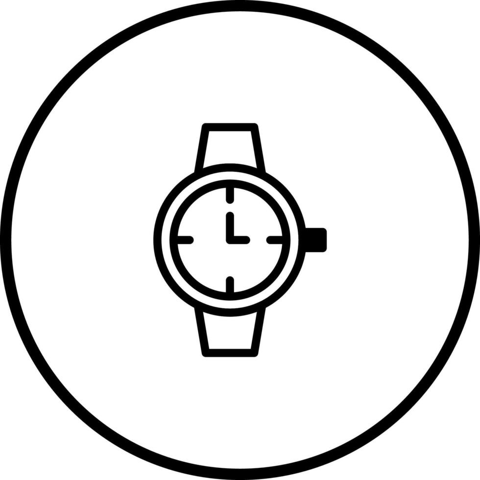 Elegant minimalistic watch icon within a circle perfect for symbolising time or punctuality featuring simplicity design vector