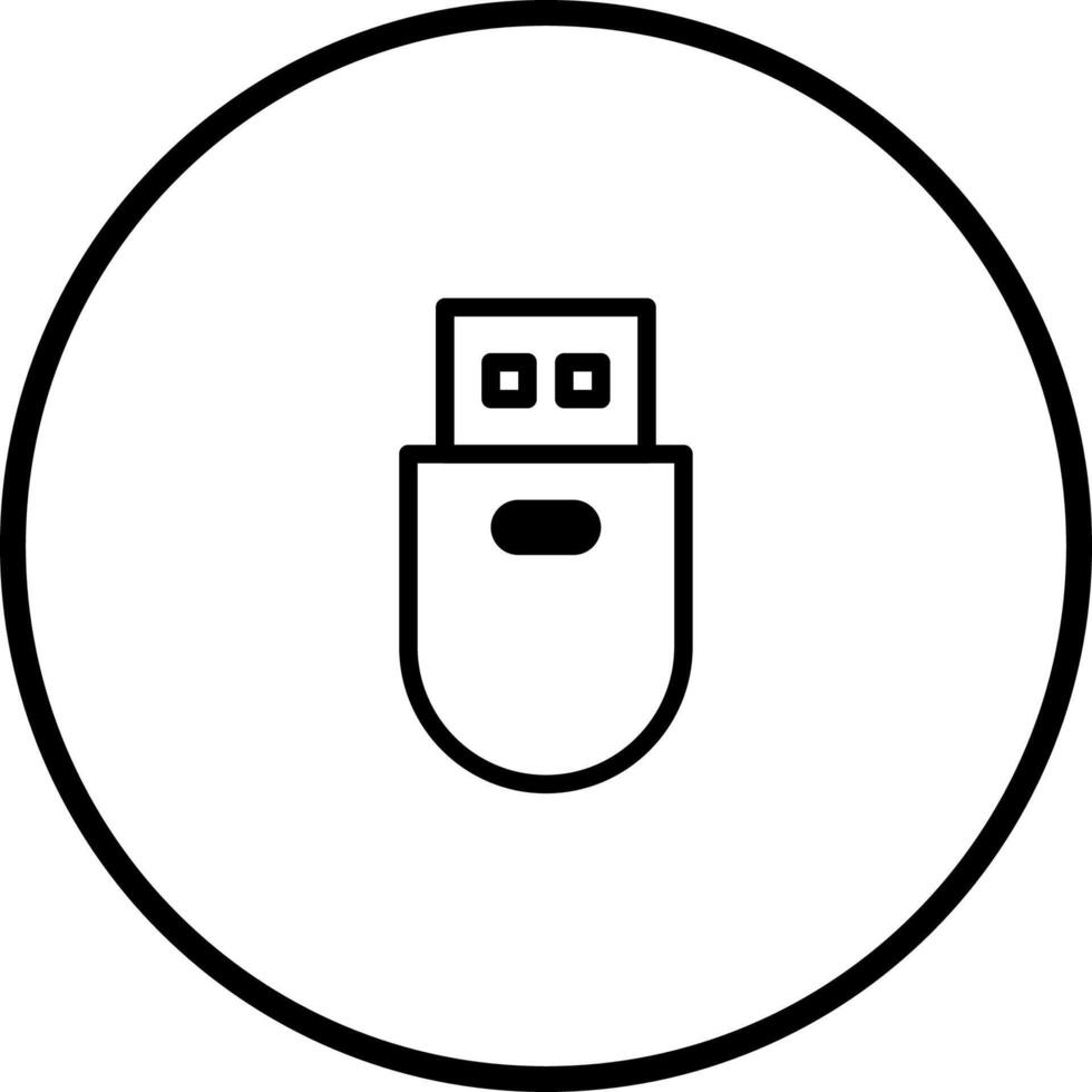 Digital storage flash drive icon in circle representing portability data transfer connectivity for various devices vector