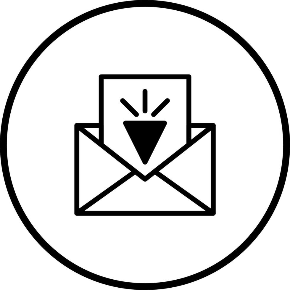 Diamond in an envelope icon represents a valuable message or notification within a circular border vector