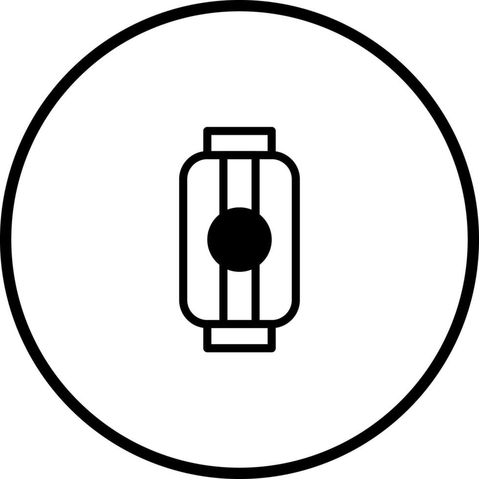 Circular icon showcasing a traditional japanese lantern silhouette design with black color palette and simplistic charm vector