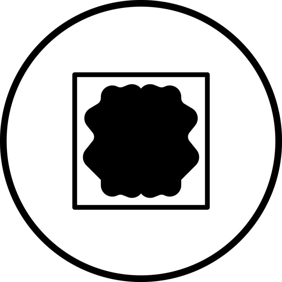 An abstract black and white illustration presenting a unique shape framed by square and circle outlining vector