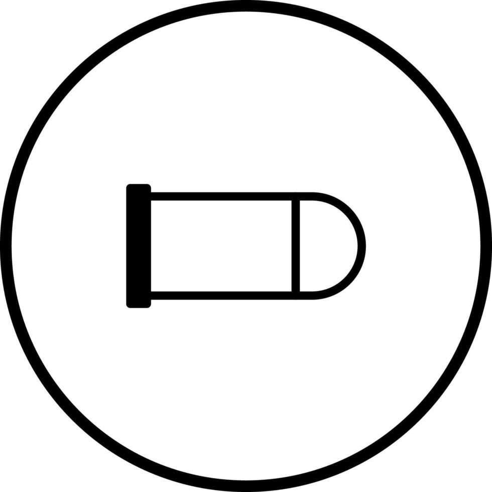 A simple icon representing a bullet inside a circle conveys danger and violence implications and meanings vector