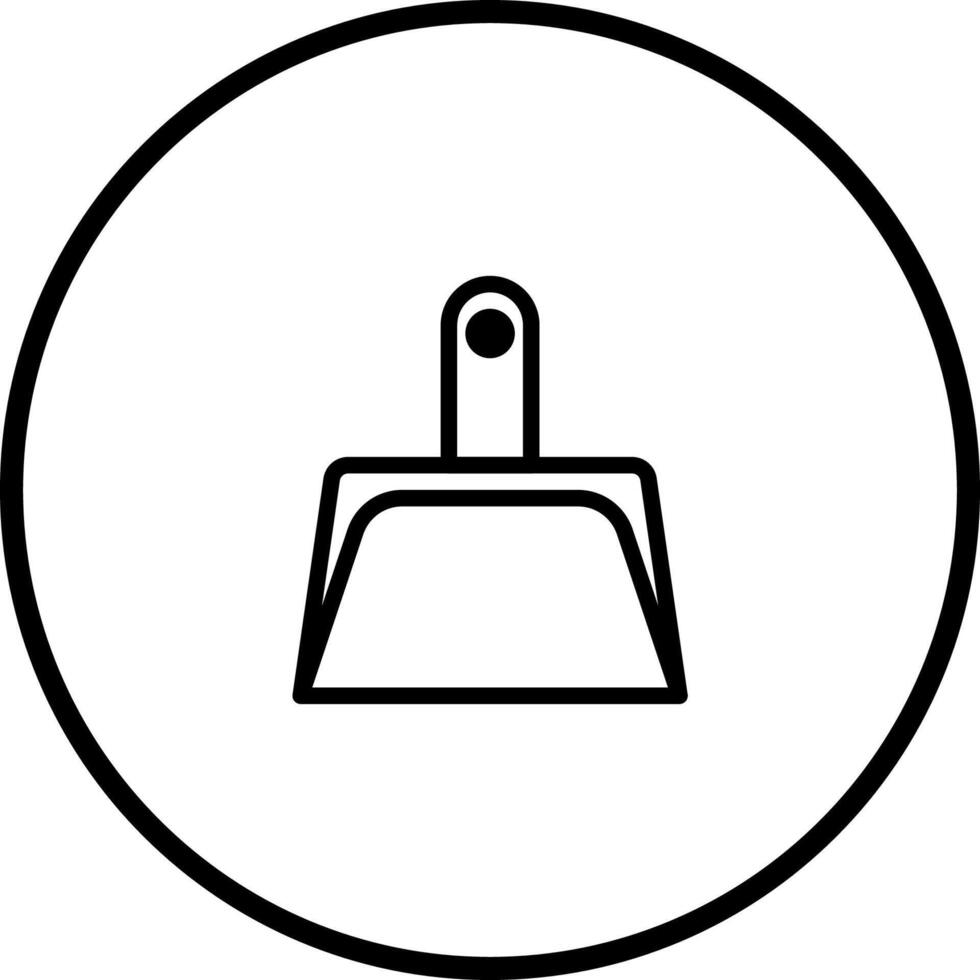 A minimalistic line drawing of a dustpan symbol within a circle icon for cleanliness vector