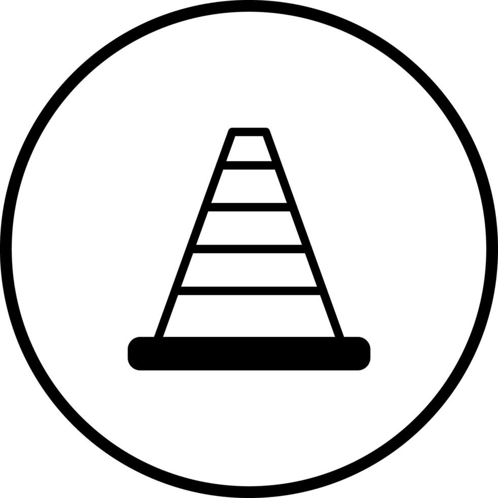 A minimalistic line drawing traffic cone emblem design perfect for safety or construction themed projects in black and white vector