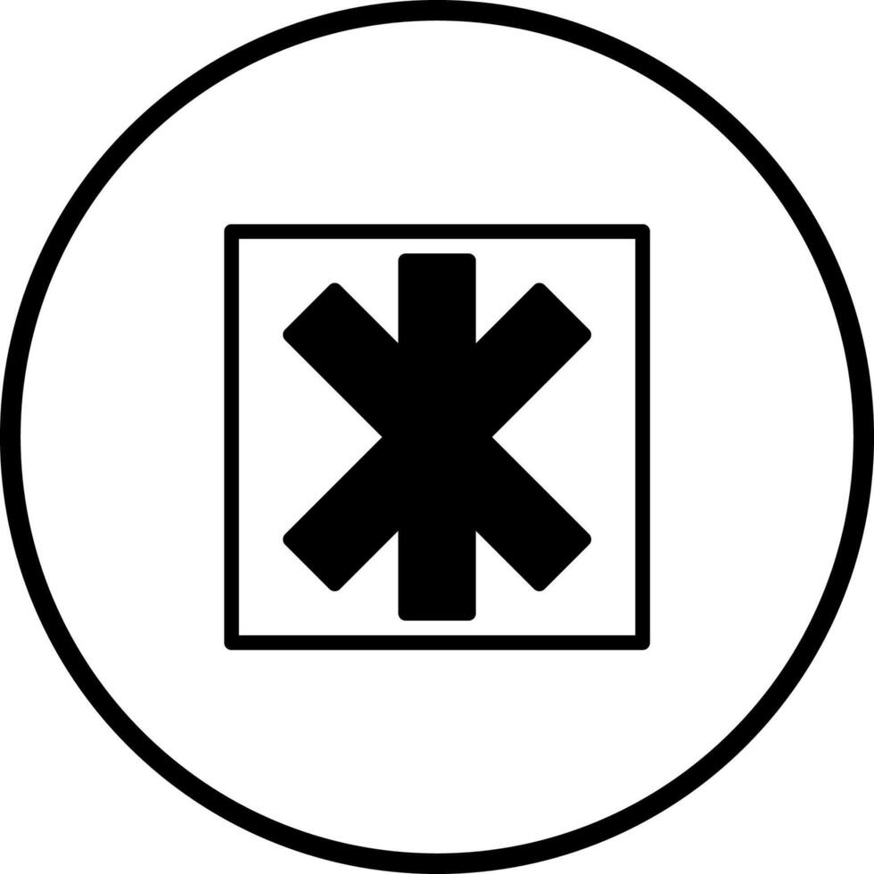 A minimalistic design of a medical symbol within a square enclosed in a circle showcasing simplicity vector