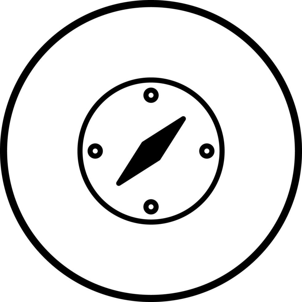 A minimalistic compass design illustration for guidance direction and exploration in a circular frame symbol vector