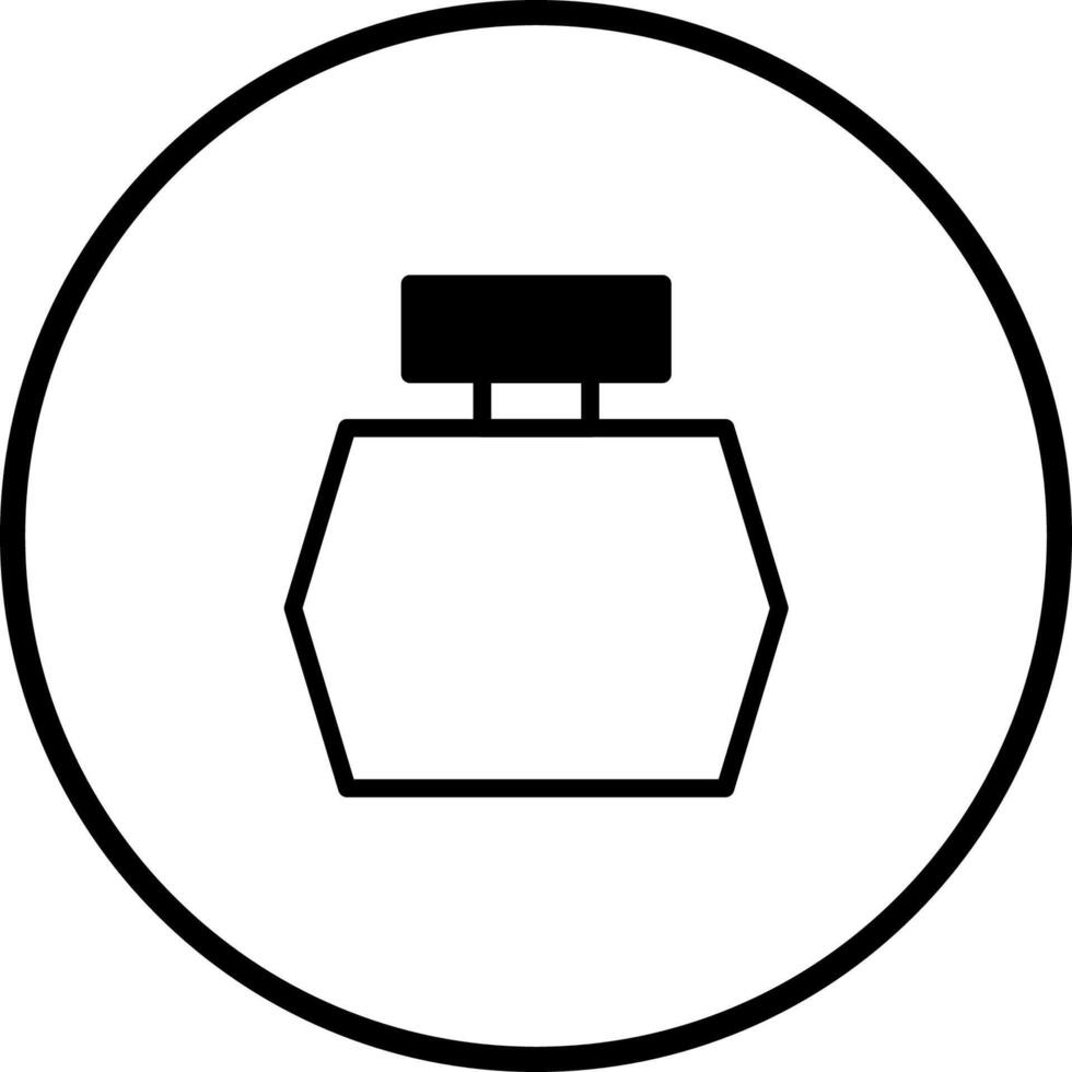 A minimalist perfume bottle icon within a circle design representing scent luxury and elegance for cosmetic brand identity vector