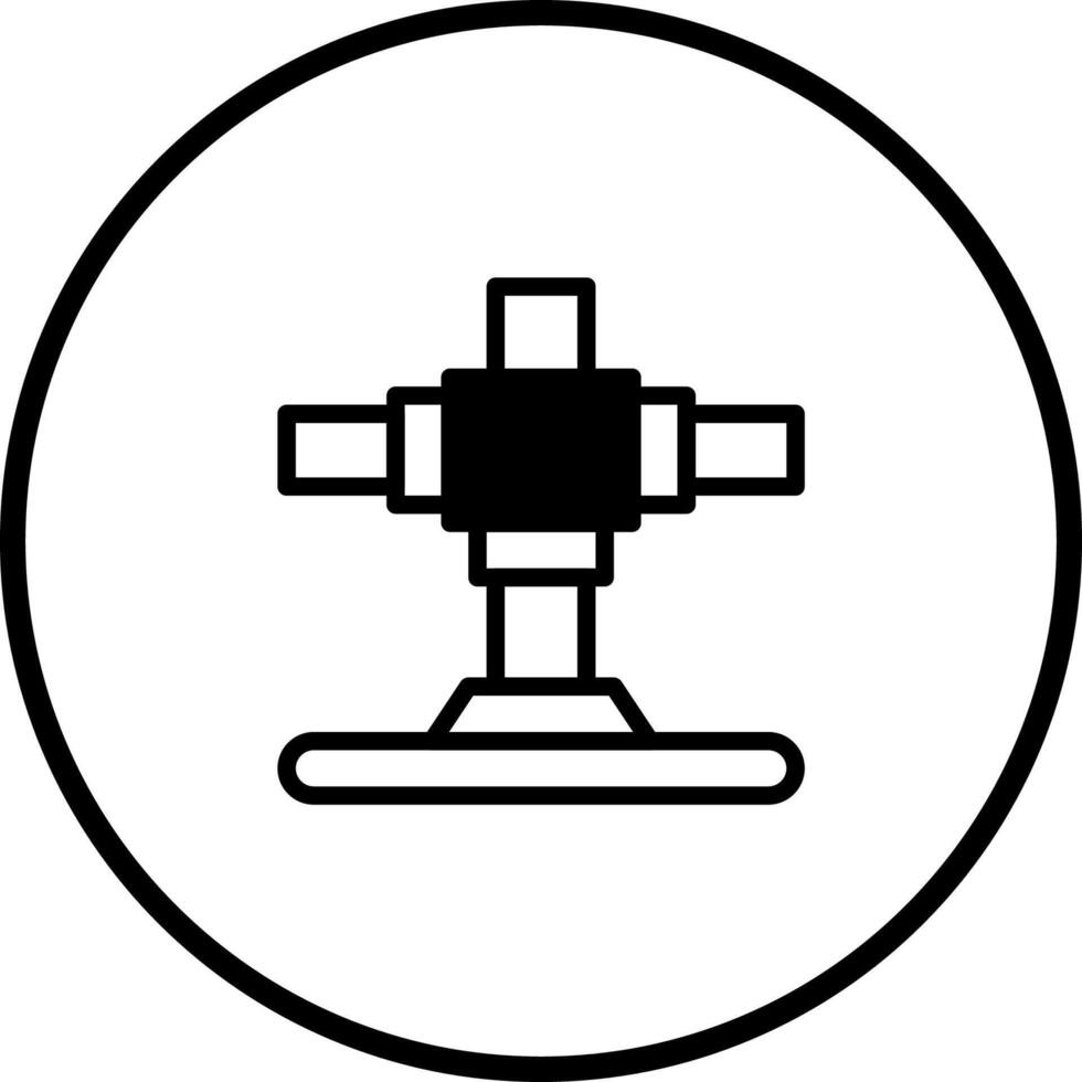 A minimalist design of a universal joint inside a circle symbolizing engineering or mechanics concept representation vector